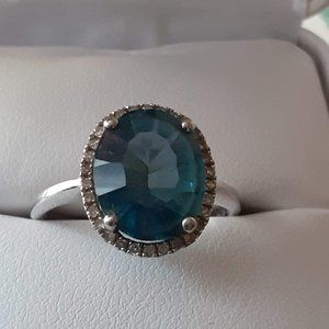 Macy's London Blue Topaz Ring 14K gold w/ Diamonds